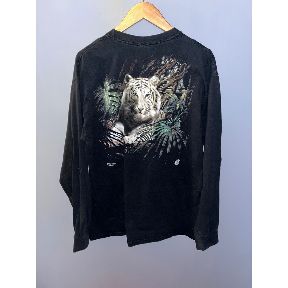 Vintage White Tiger Planet Earth Graphic Long Sleeve‎ T Shirt McCarthy's